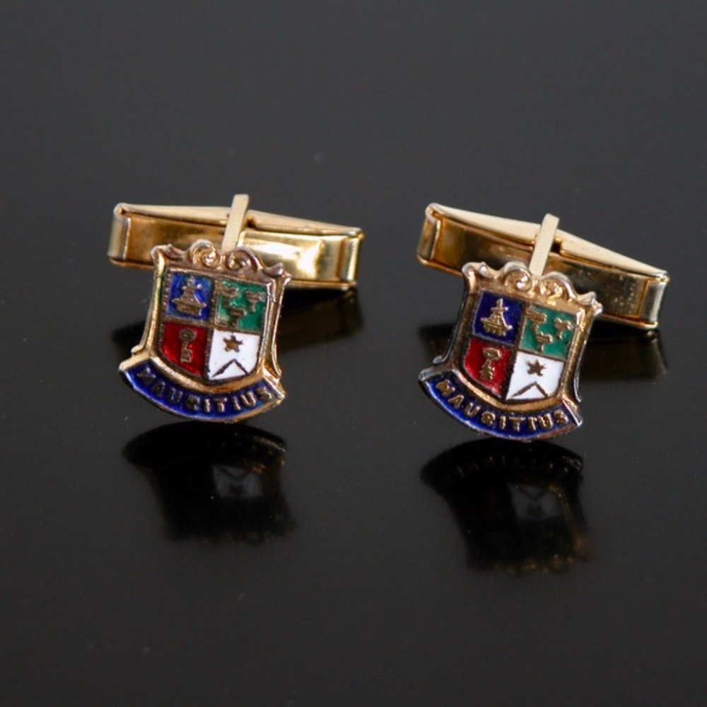 Rare Coat of Arms of Mauritius Shield Cufflinks
